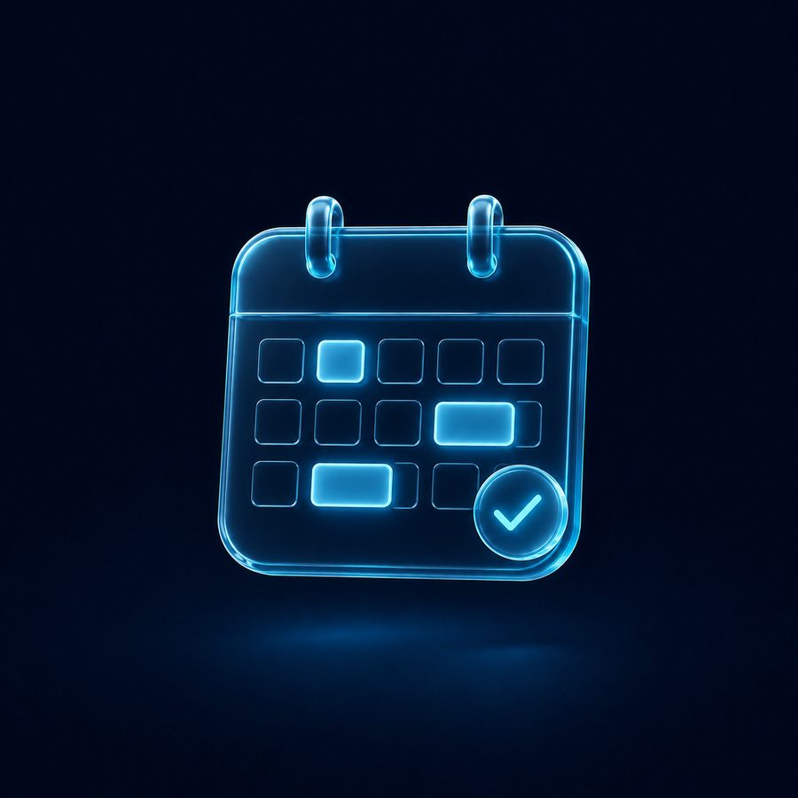 Calendario en cristal cian con una cita confirmada