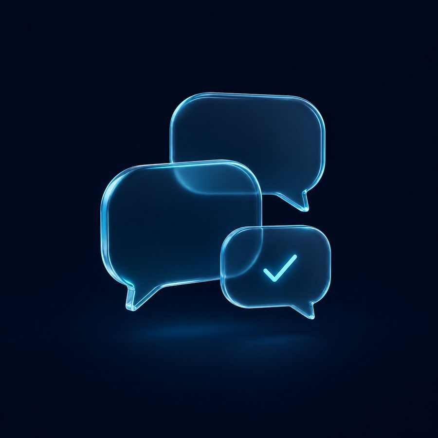 Burbujas de conversación en cristal cian